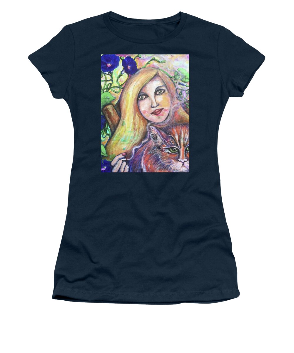 Original Painting Women's T-Shirt featuring the painting EazyBreezyLazy Sunday by Rae Chichilnitsky