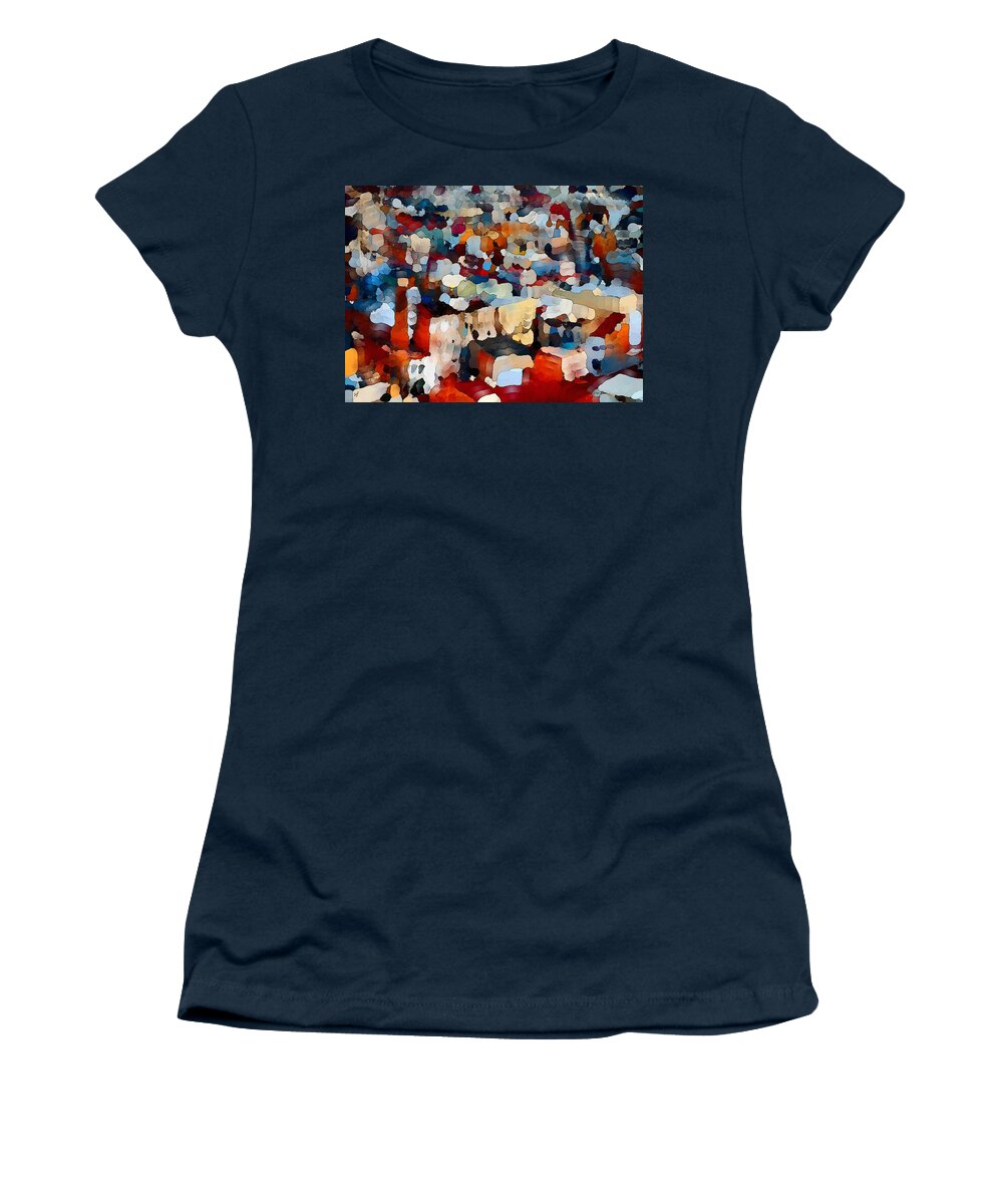 Abstract Women's T-Shirt featuring the mixed media Echoes of Civilization by Shelli Fitzpatrick