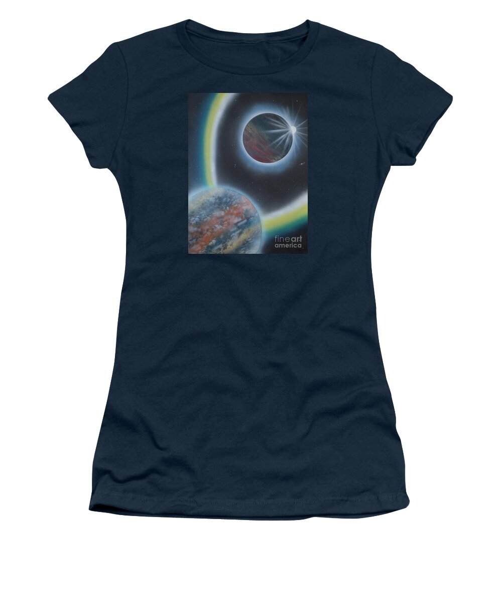  Women's T-Shirt featuring the painting Eclipsing by Mary Scott