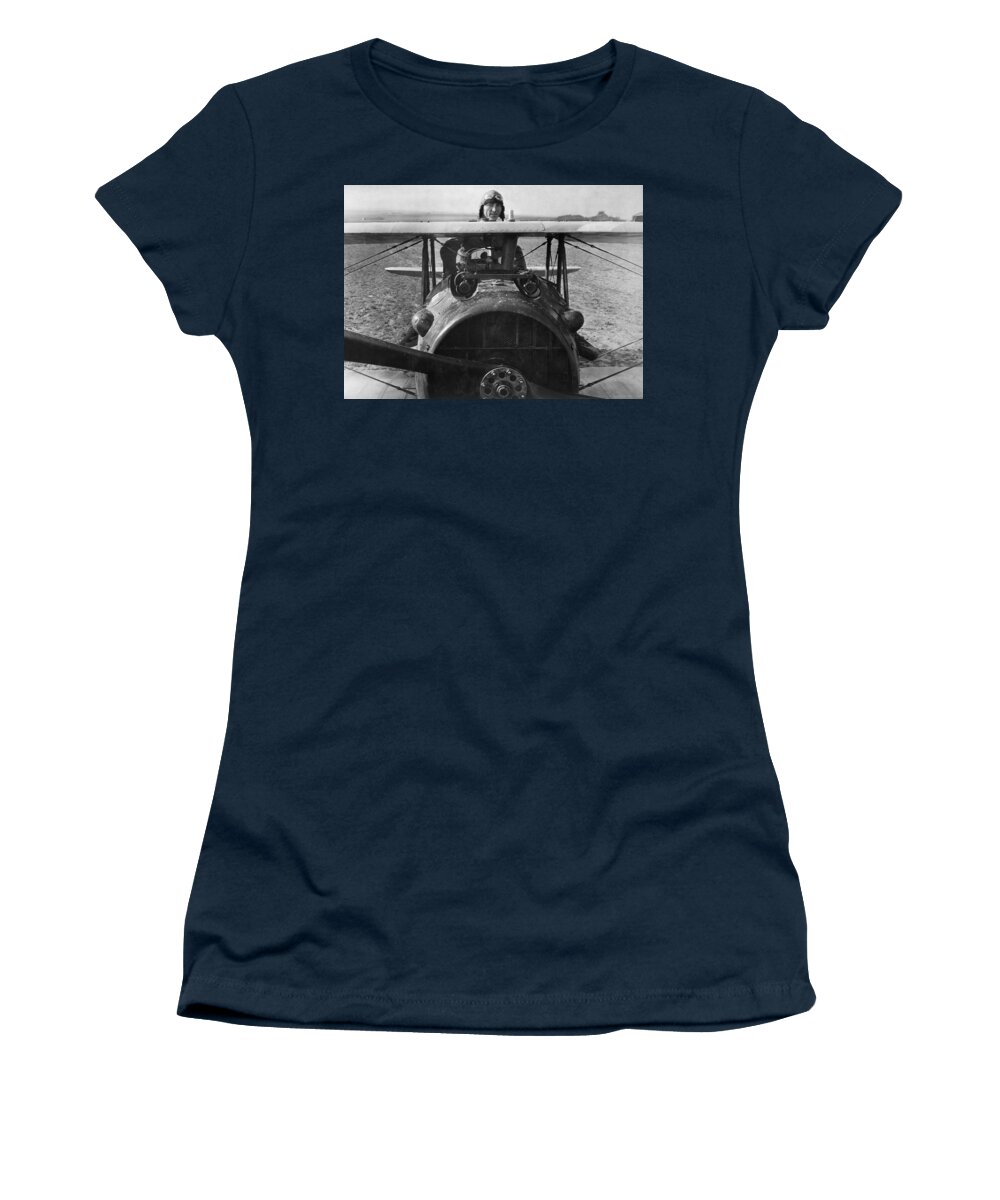 Rickenbacker Women's T-Shirt featuring the photograph Eddie Rickenbacker - World War One - 1918 by War Is Hell Store