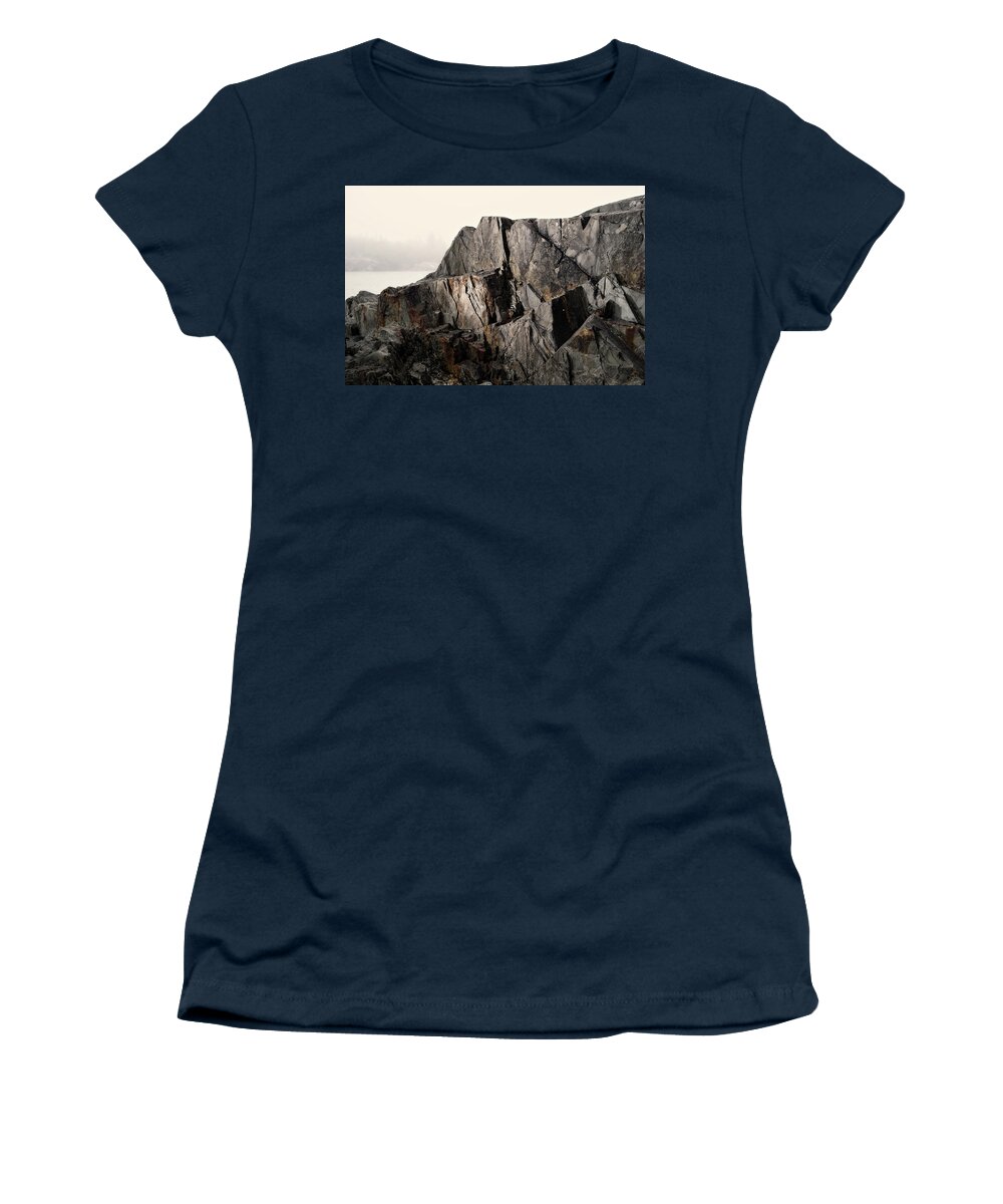 Canada northern Ontario autumn summer landscape water lake Superior flowing Water fluid clouds sunset sky mystic trees rocks shoreline beach Women's T-Shirt featuring the photograph Edge of Pukaskwa by Doug Gibbons