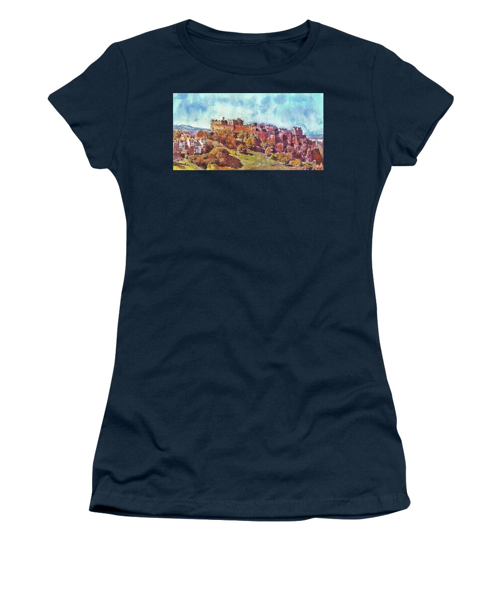 Landscape Women's T-Shirt featuring the painting EDINBURGH SKYLINE No 1 by Richard James Digance