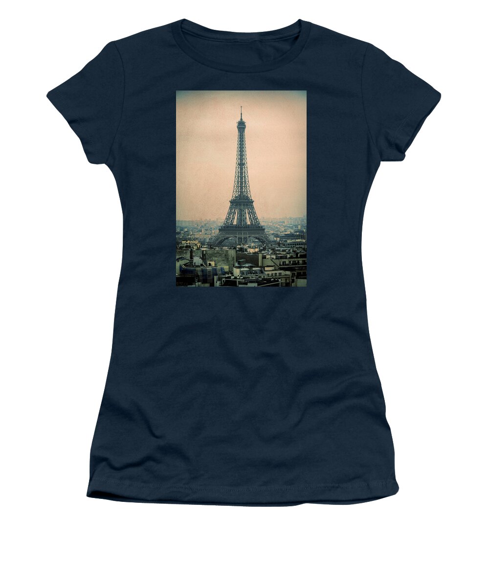 Joan Carroll Women's T-Shirt featuring the photograph Eiffel Tower by Joan Carroll