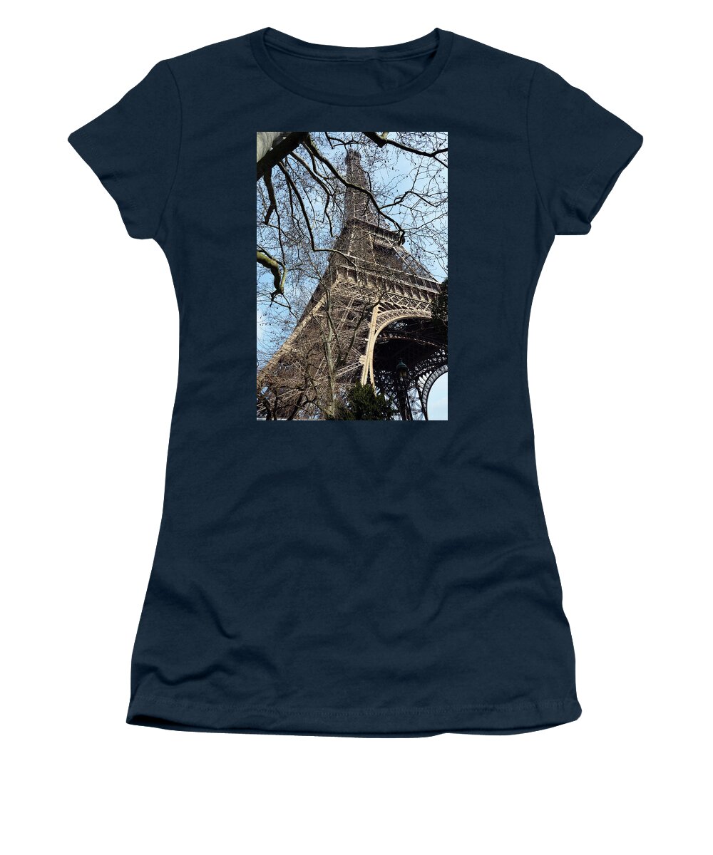 Eiffel Tower Women's T-Shirt featuring the photograph Eiffel Tower through a Myriad of Branches Paris France by Shawn O'Brien