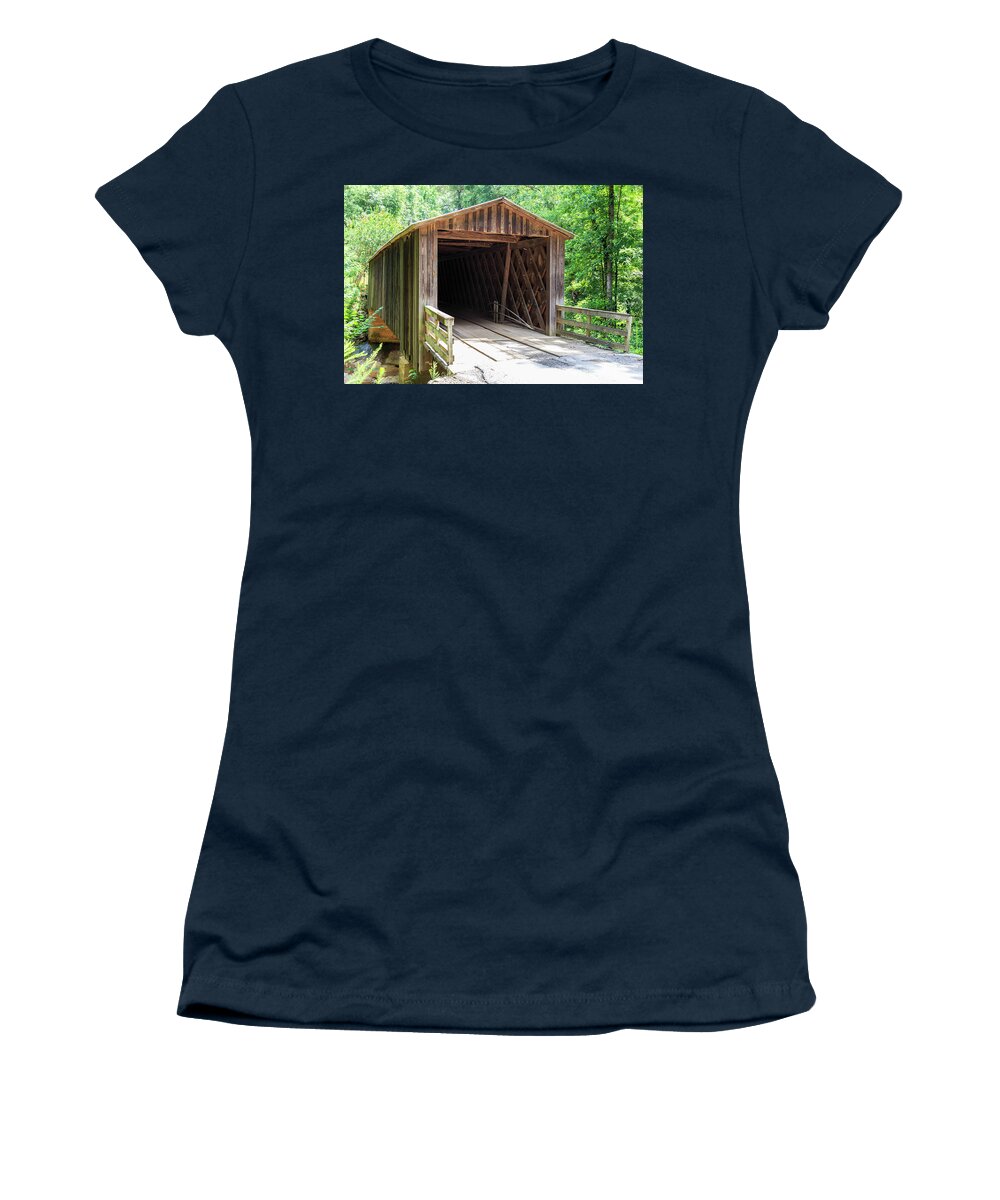 Covered Bridge Women's T-Shirt featuring the photograph Elder Mill Covered Bridge by Doug Camara