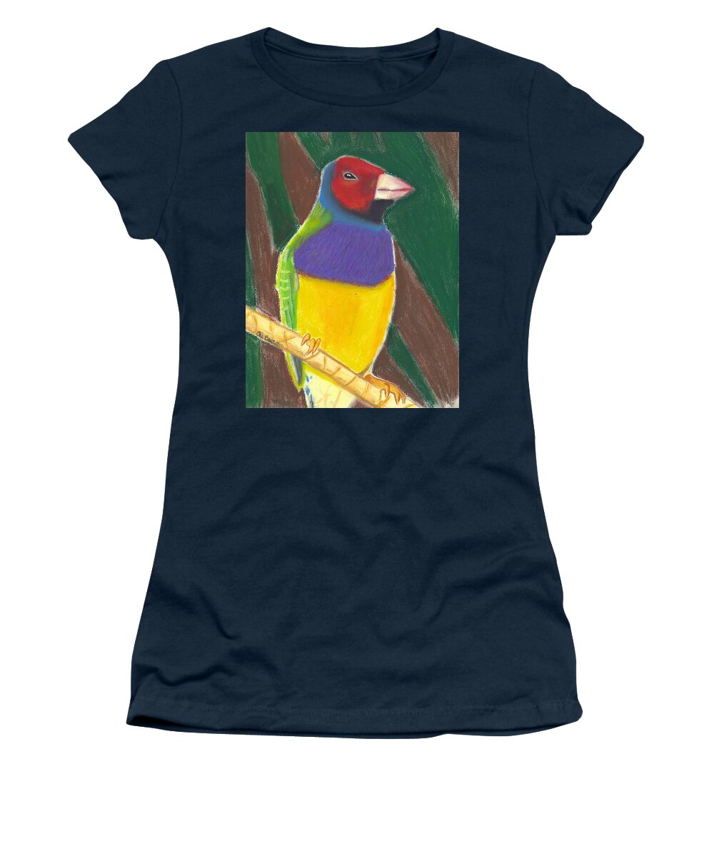 Bird Women's T-Shirt featuring the pastel Elliot Gouldian by Ali Baucom