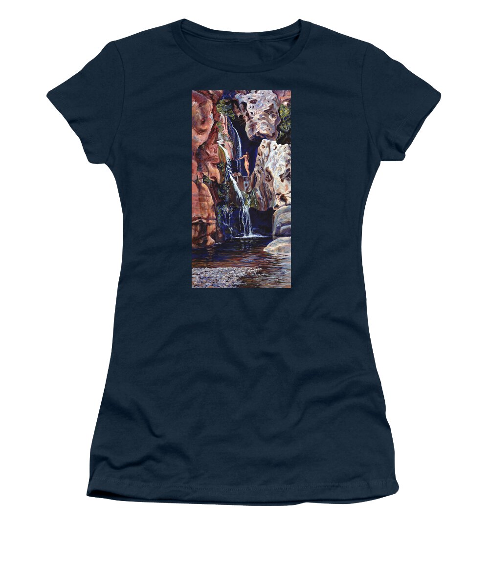 Landscape Women's T-Shirt featuring the painting Elves Chasm by Page Holland