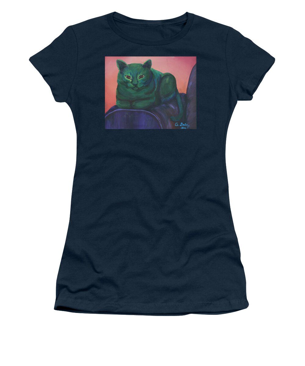 #cat Prints Women's T-Shirt featuring the painting Emerald by Gail Daley
