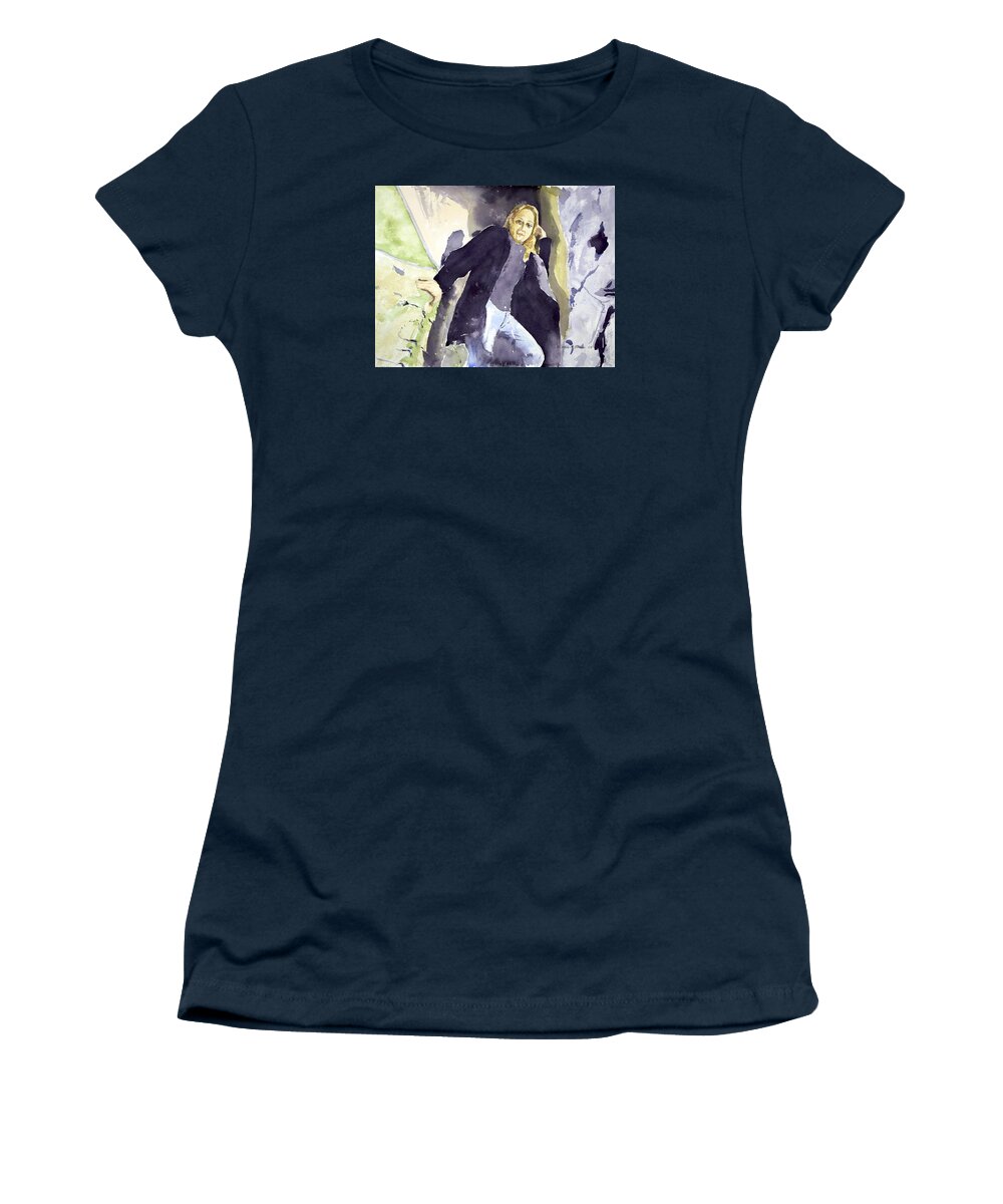  Women's T-Shirt featuring the painting Emily the Pirate by Kathleen Barnes