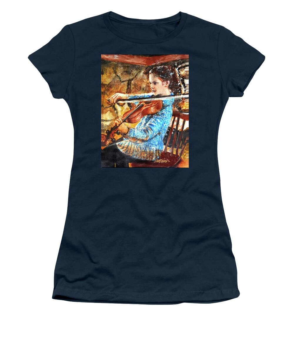 Emma's Violin Women's T-Shirt featuring the mixed media Emma's Violin by Seth Weaver