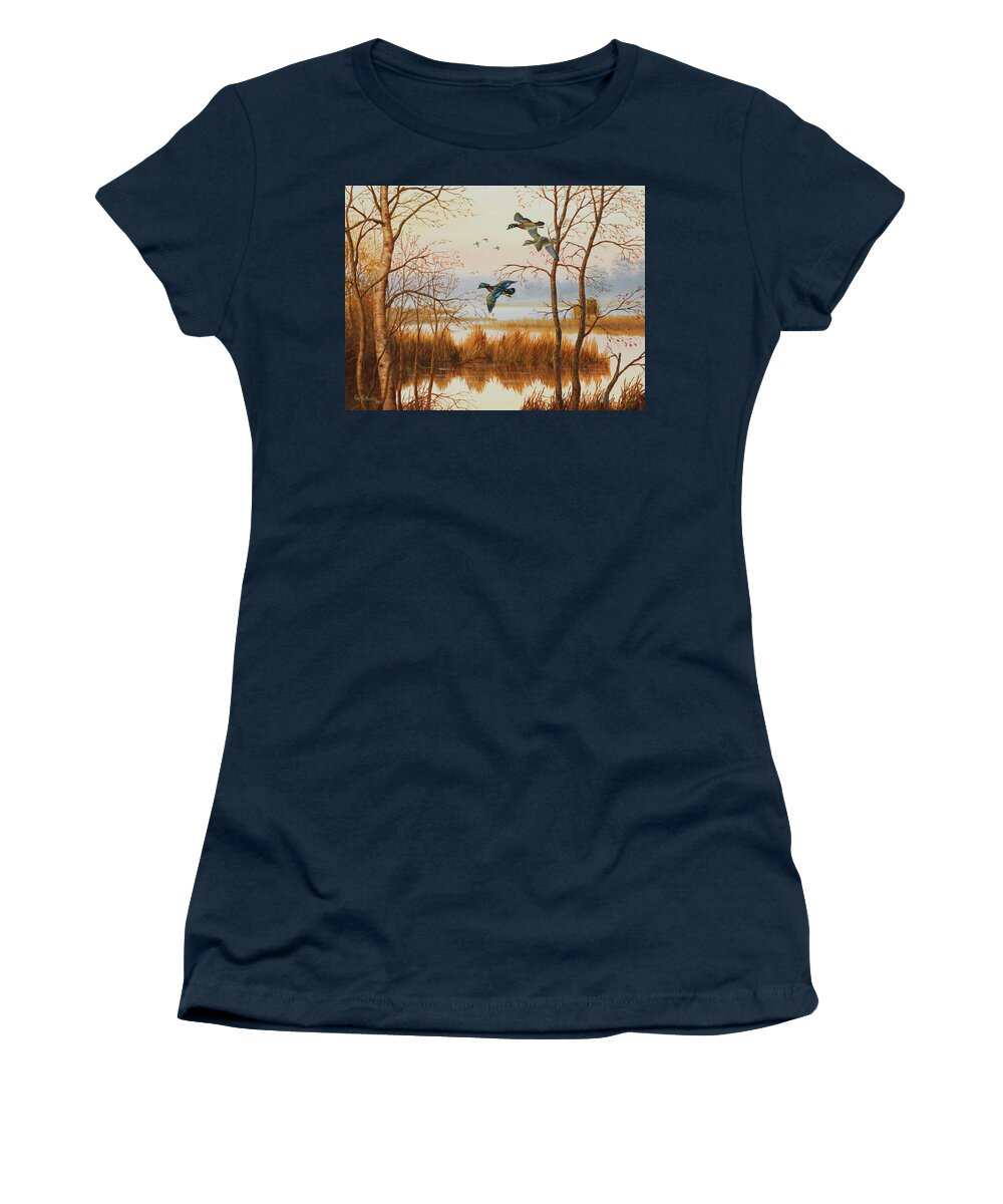 Guy Crittenden Waterfowl Women's T-Shirt featuring the photograph Empty Blind by Guy Crittenden