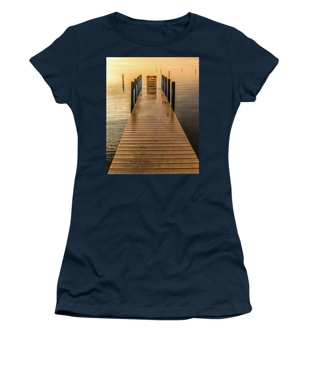 Higgins Lake Women's T-Shirt featuring the photograph Empty Dock by Joe Holley