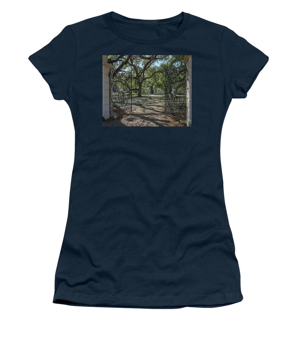 Ul Women's T-Shirt featuring the photograph Entrance Gate to UL Alum House by Gregory Daley MPSA