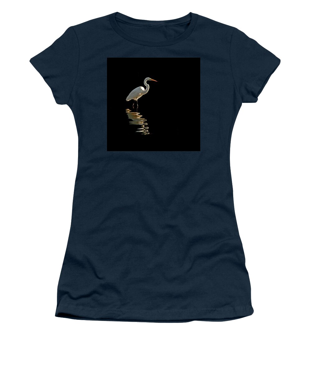 Egrets Women's T-Shirt featuring the photograph Ergret Reflecting by Stuart Harrison