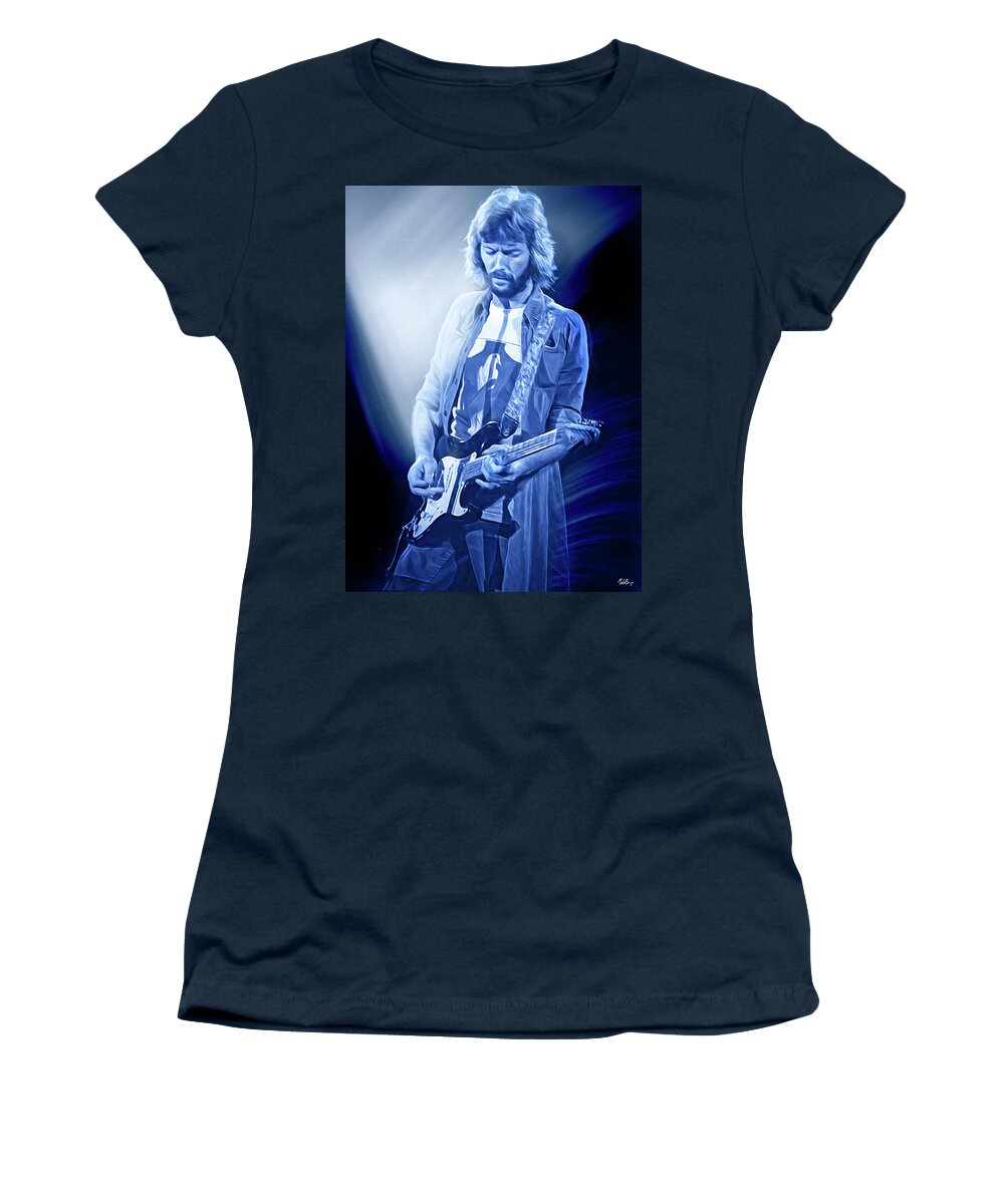 Eric Clapton Women's T-Shirt featuring the digital art Eric Clapton guitarist by Mal Bray