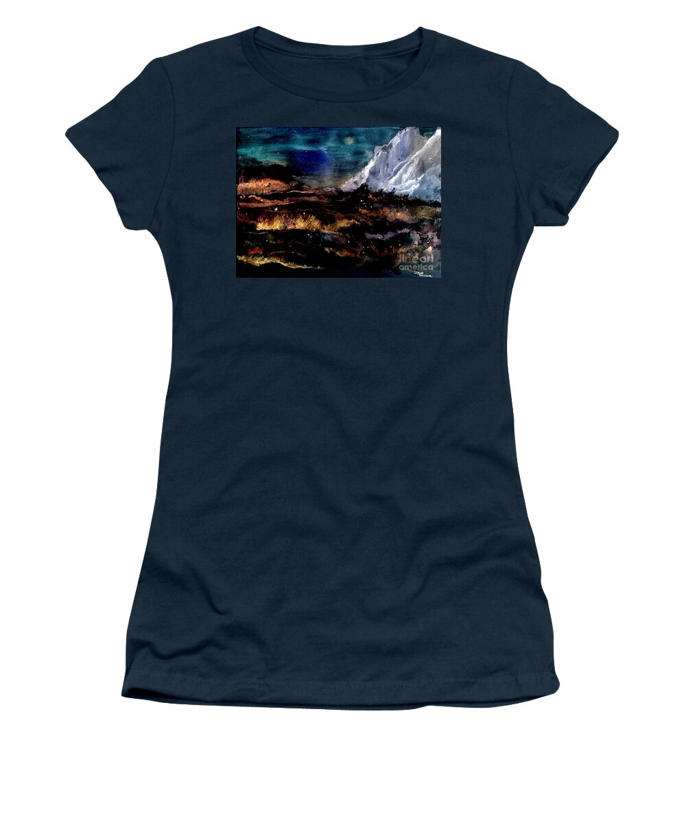Eruption Women's T-Shirt featuring the painting Eruption by Denise Tomasura