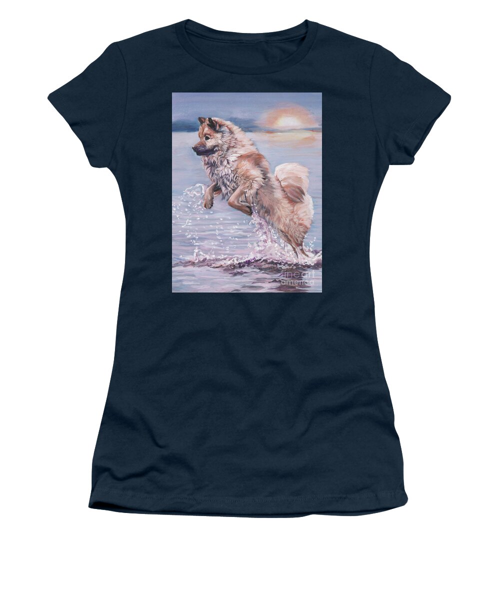 Eurasier Women's T-Shirt featuring the painting Eurasier in the Sea by Lee Ann Shepard