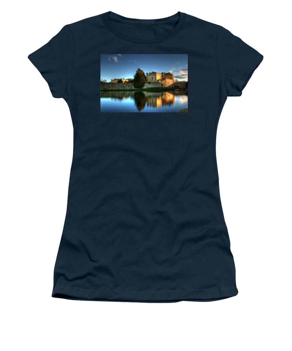 Leeds Castle Women's T-Shirt featuring the photograph Evening Sun at Leeds Castle by Chris Thaxter
