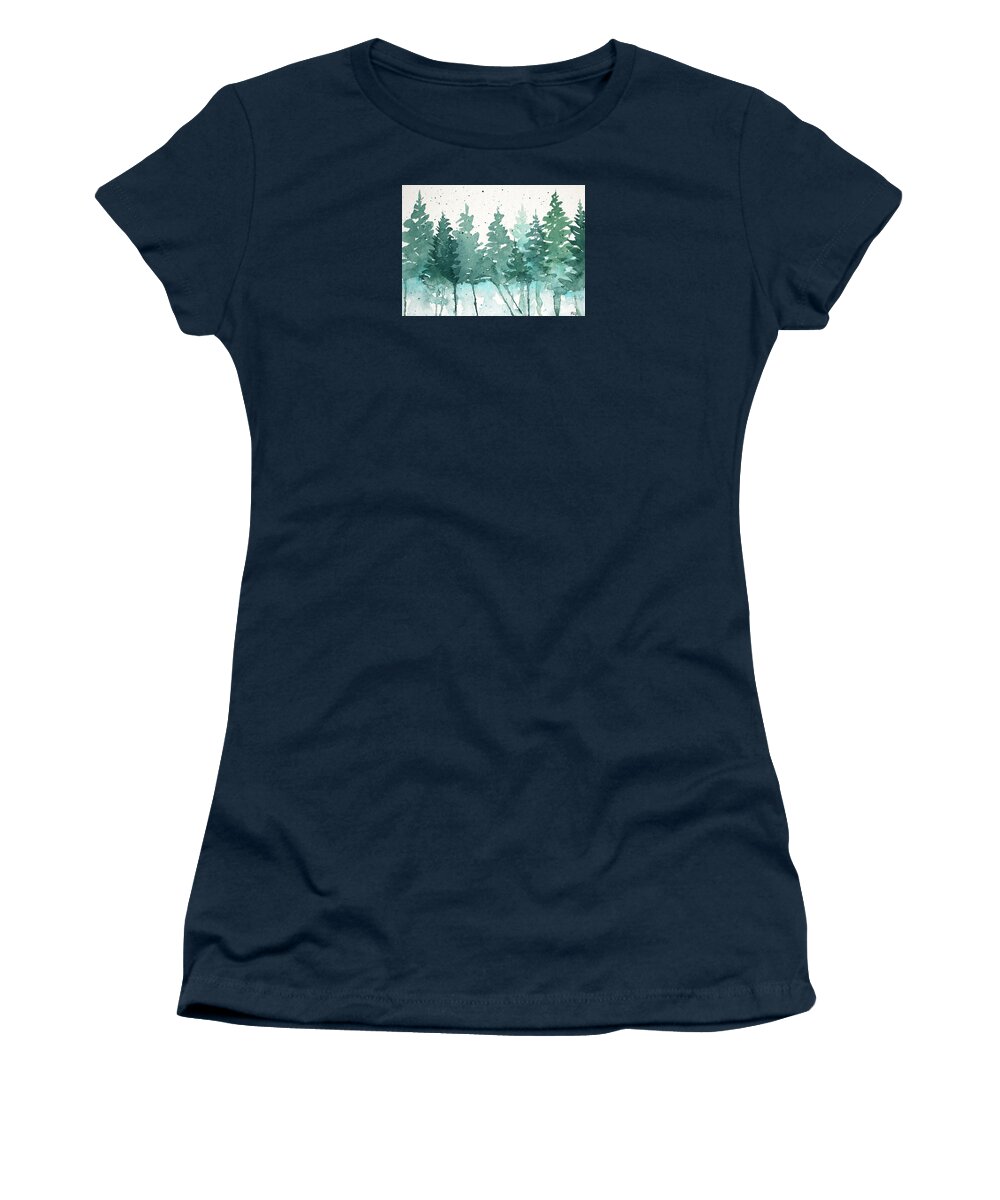 Evergreen Women's T-Shirt featuring the painting Evergreen Abstract by Rebecca Davis