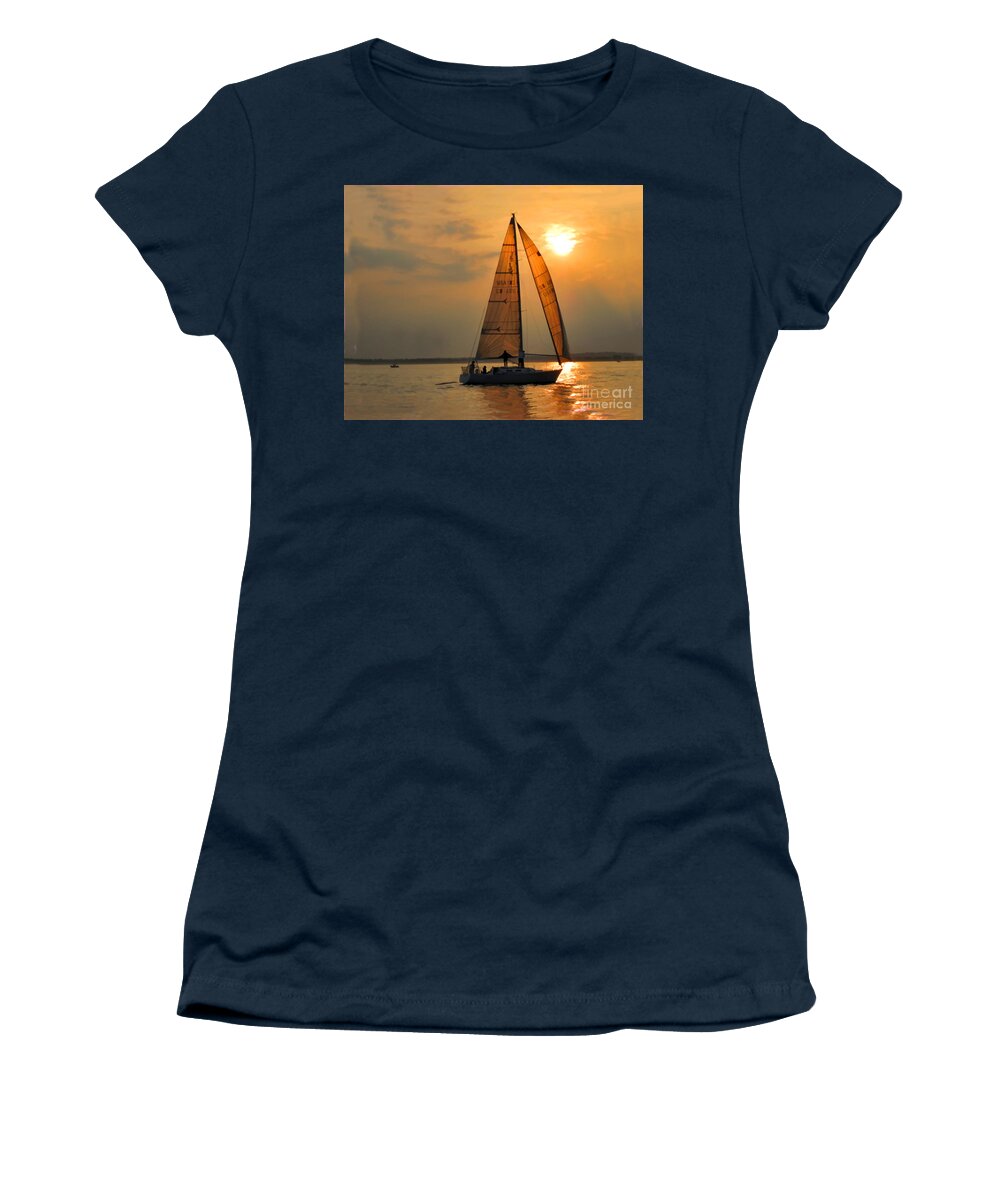 Sailboat Women's T-Shirt featuring the photograph Every Once In A While by Xine Segalas