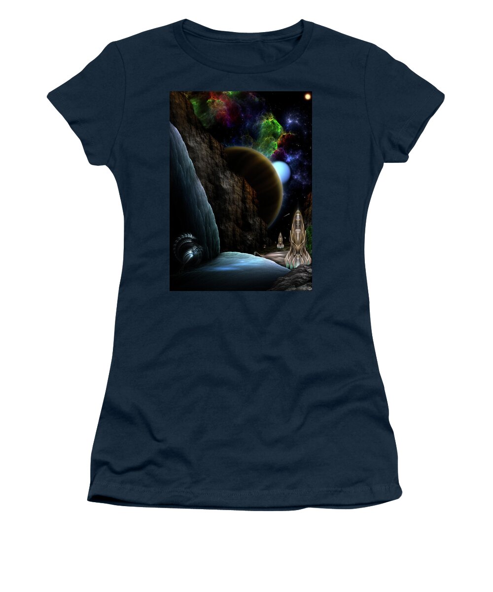 Exploration Of Space Women's T-Shirt featuring the digital art Exploration Of Space by Rolando Burbon