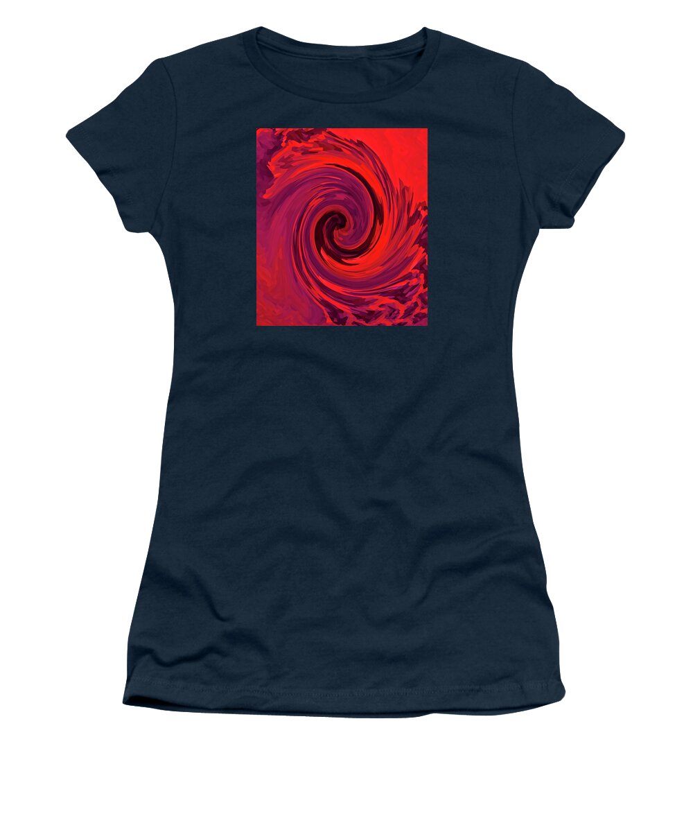 Abstract Women's T-Shirt featuring the digital art Eye of the Honu - Red by Kerri Ligatich