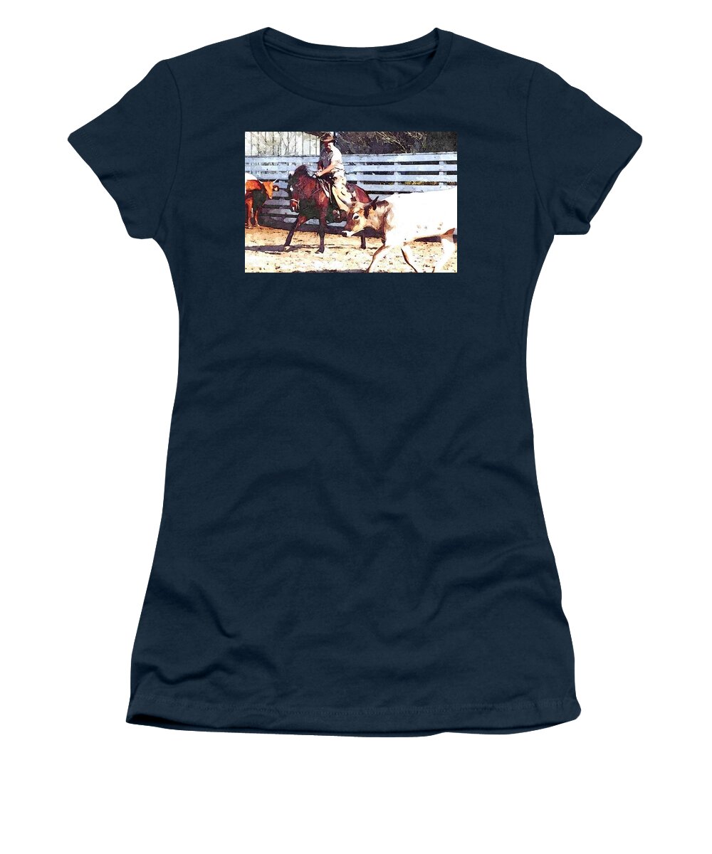 Texas Women's T-Shirt featuring the photograph Eyes On The Cow by J L Hodges