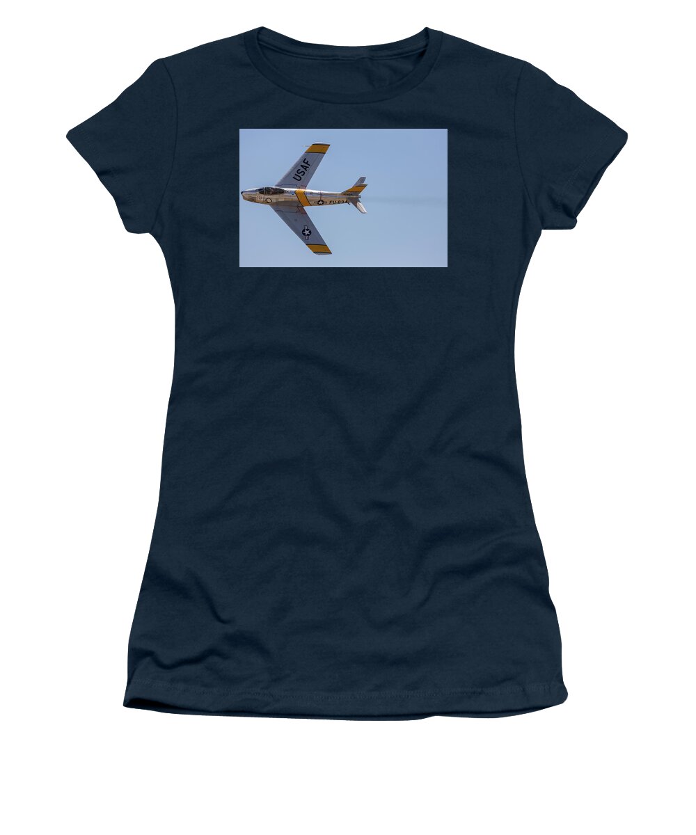 F-86 Women's T-Shirt featuring the photograph F-86 Jolley Roger by John Daly