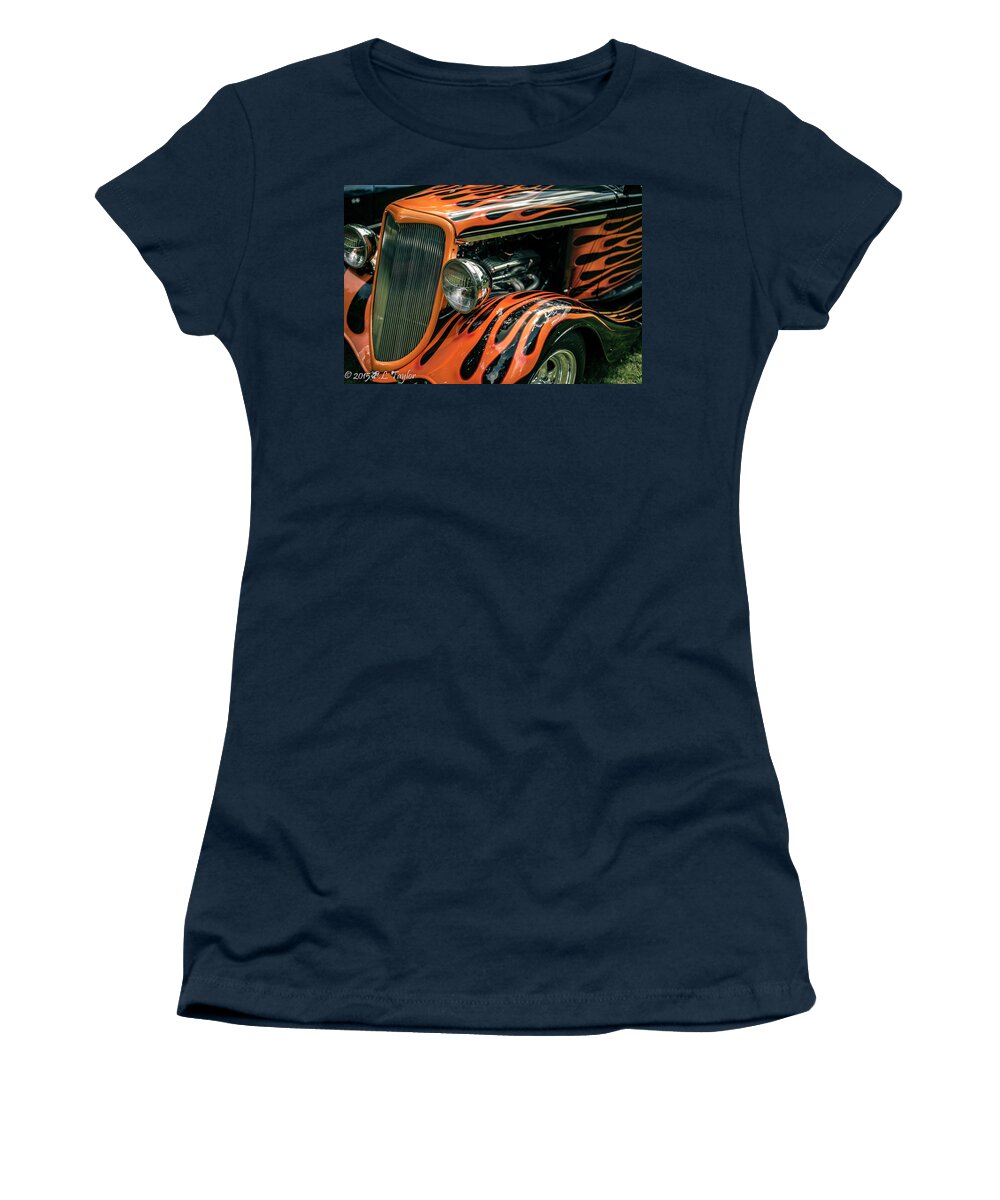 Car Women's T-Shirt featuring the photograph Fabulous Flames by Pamela Taylor