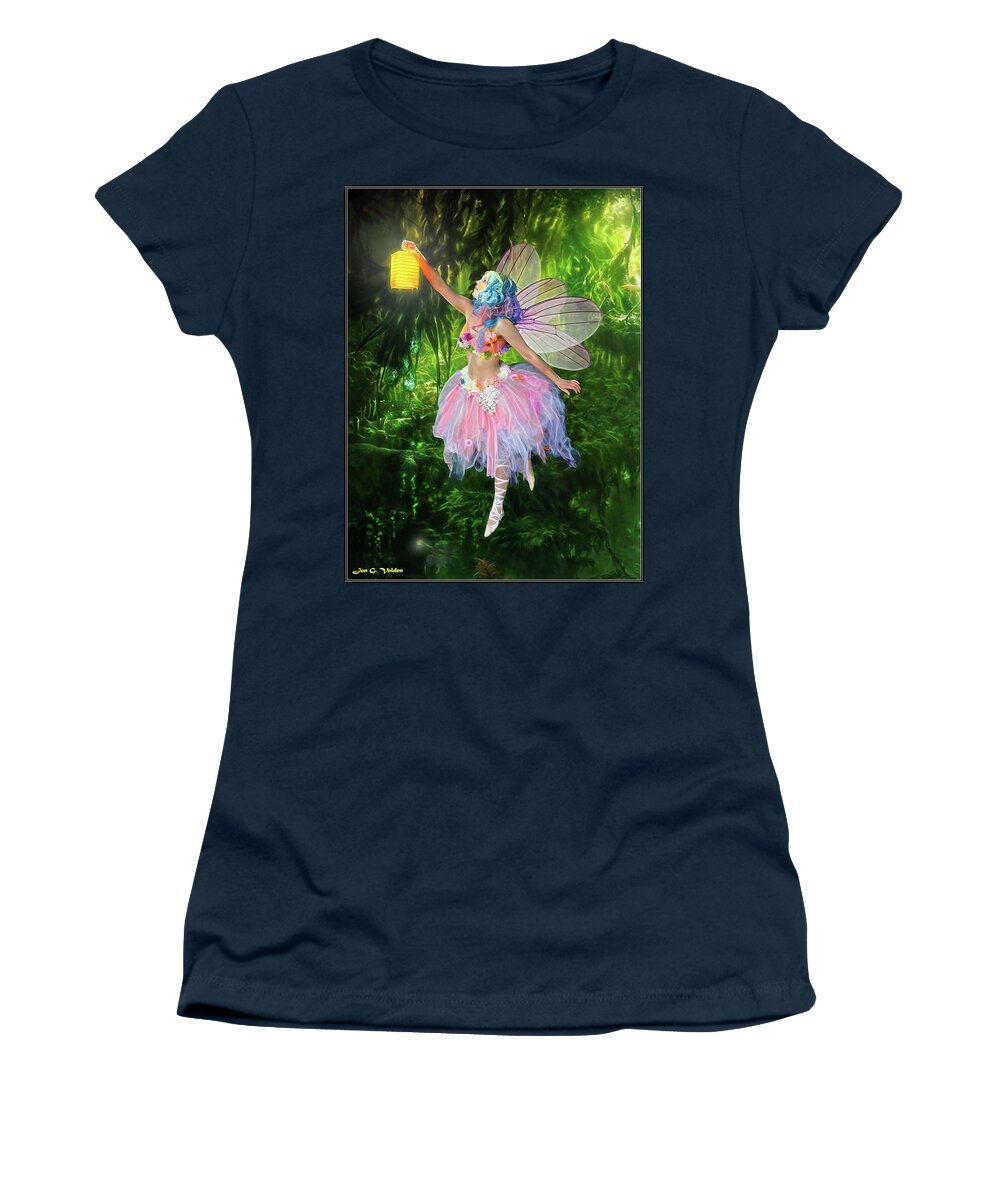 Fairy Women's T-Shirt featuring the photograph Fairy With Light by Jon Volden