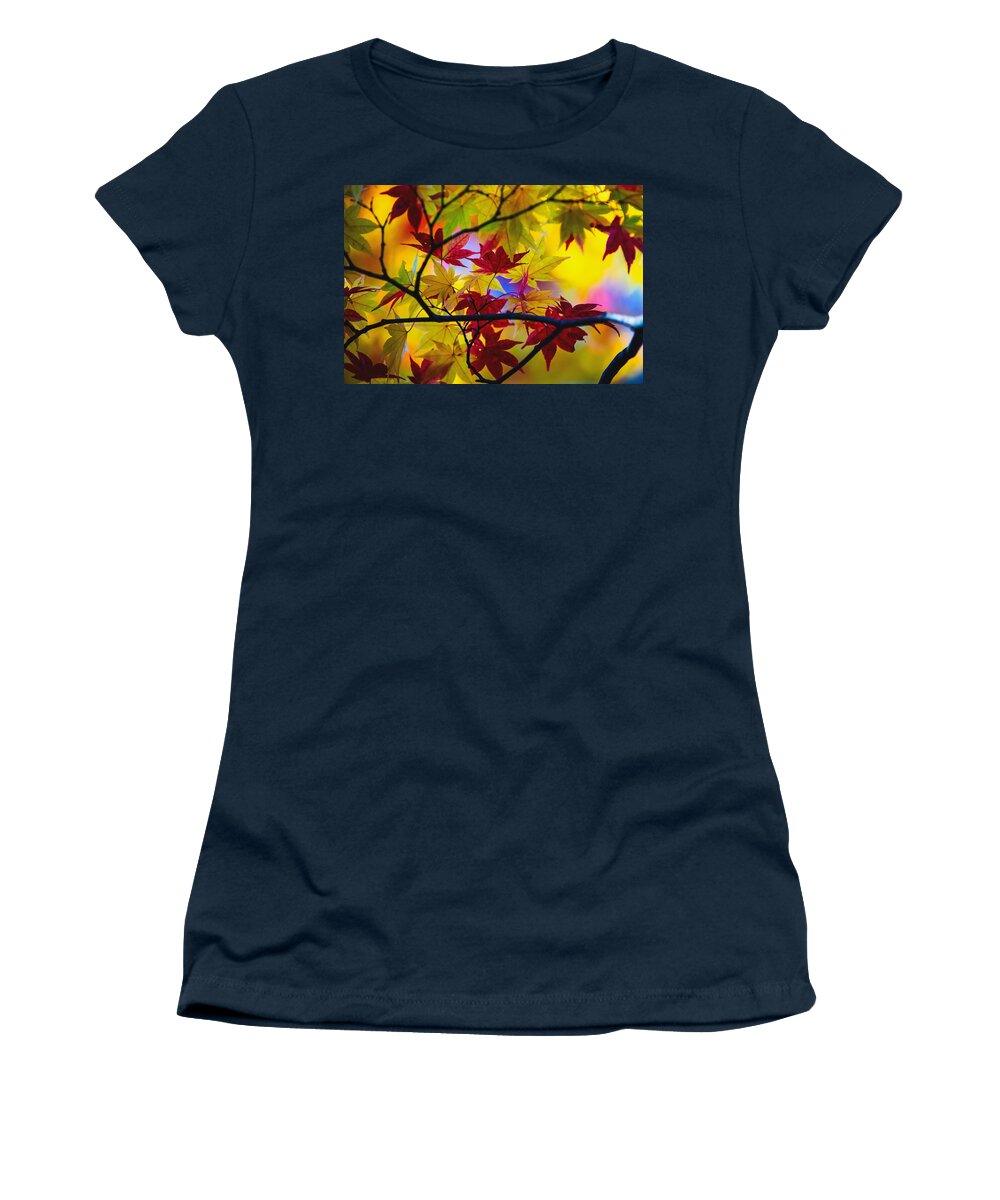 Fall Color Women's T-Shirt featuring the photograph Fall Color - Japanese maple by Hisao Mogi