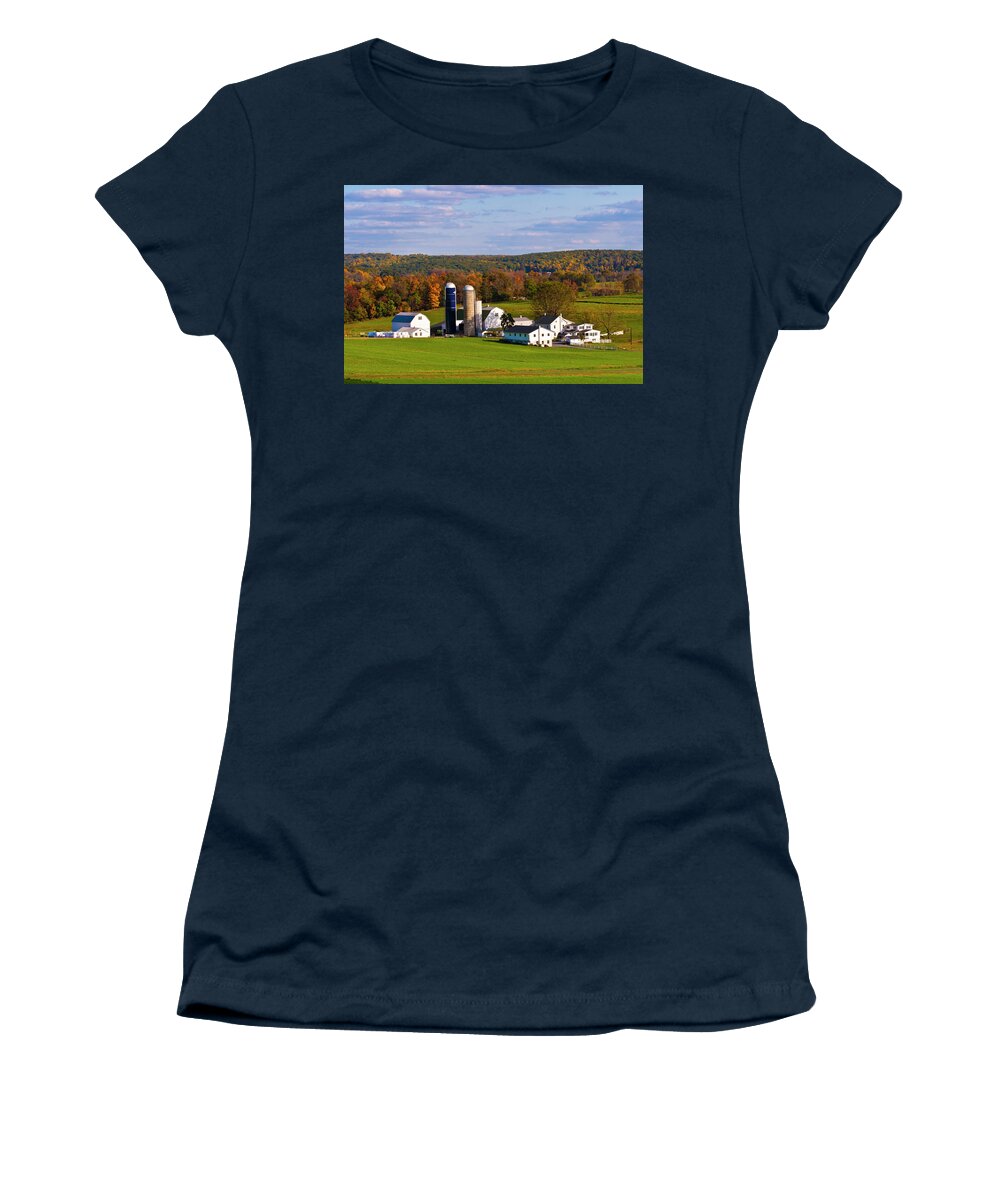 Amish Women's T-Shirt featuring the photograph Fall in Amish Country by Lou Ford