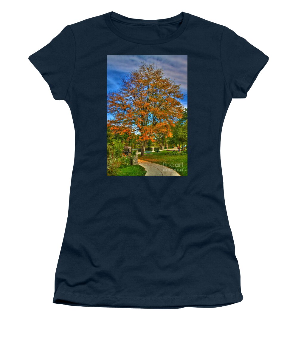 Related Tags: Women's T-Shirt featuring the photograph Fall on the walk by Robert Pearson
