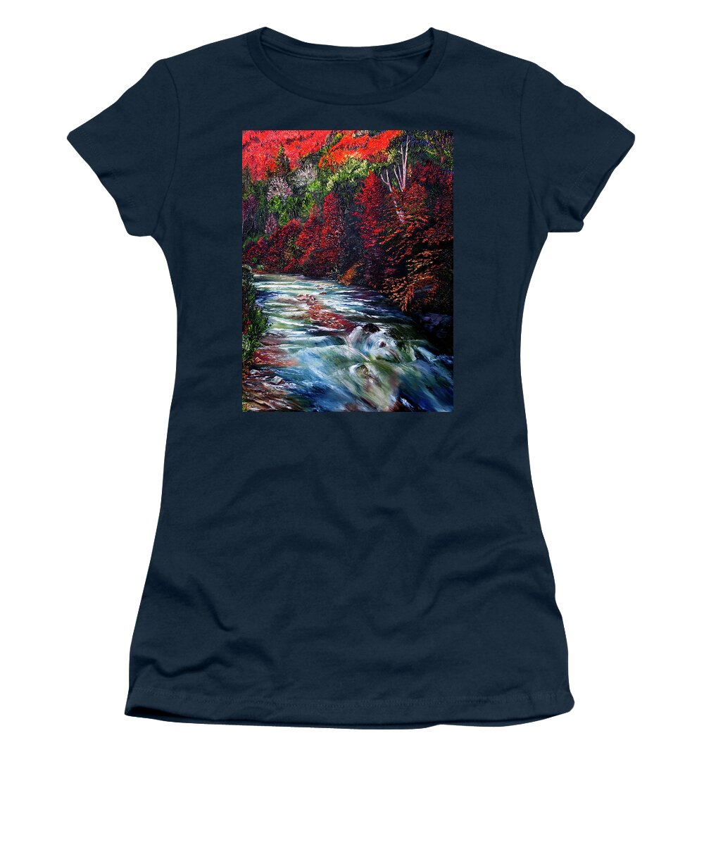 River Women's T-Shirt featuring the painting Falling Waters by Terry R MacDonald