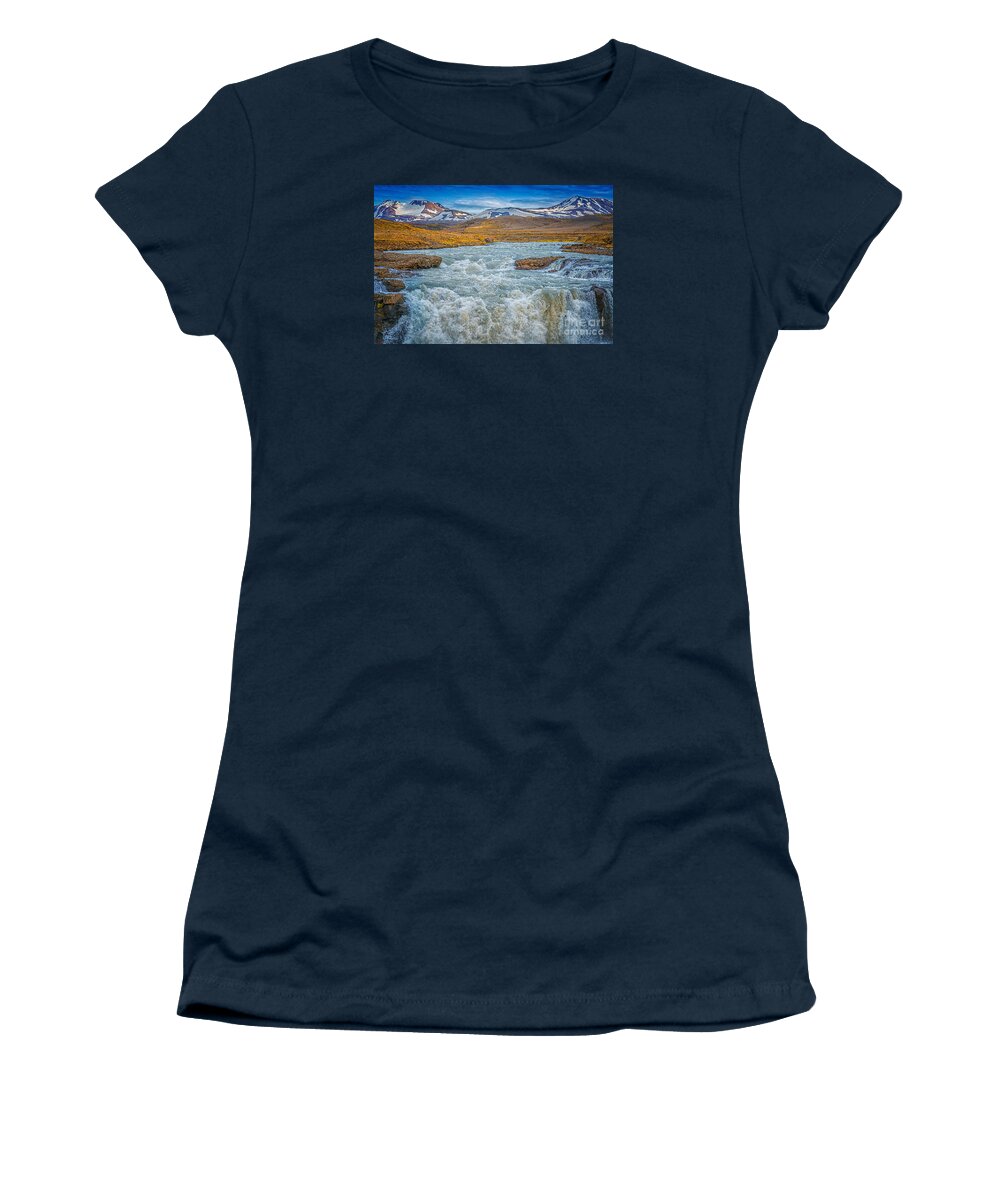 Iceland Women's T-Shirt featuring the photograph Falls and mountains by Izet Kapetanovic