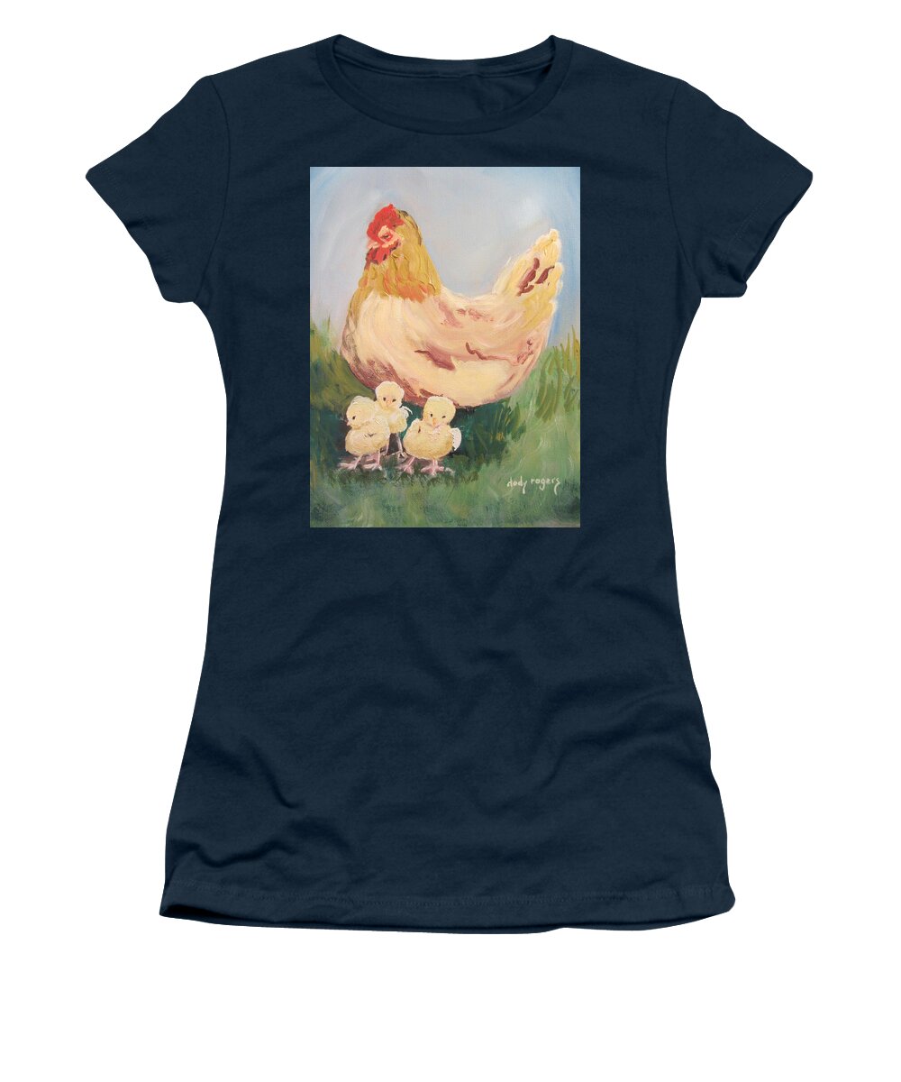 Chicken Women's T-Shirt featuring the painting Family Gathering by Dody Rogers