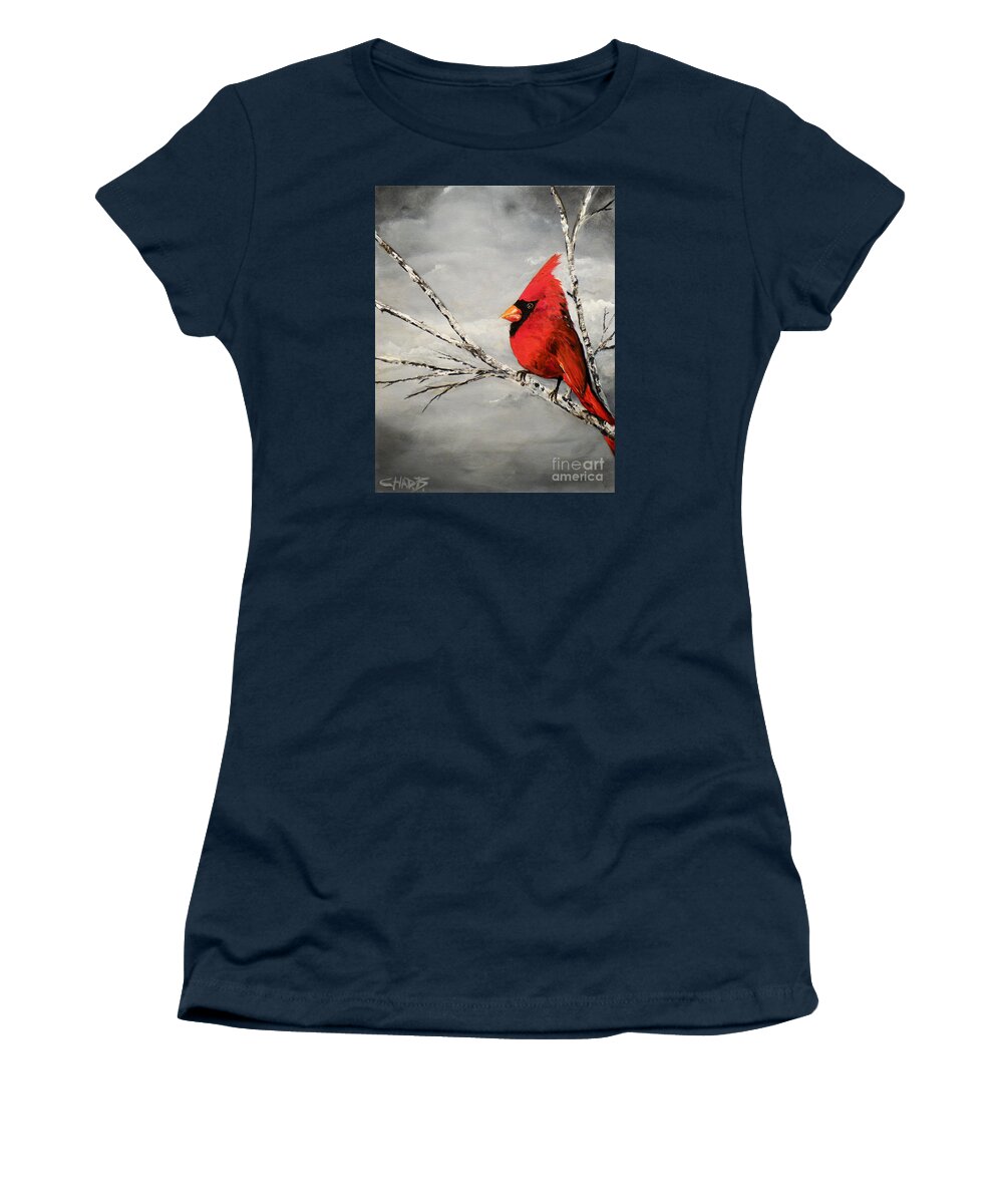 Cardinal Women's T-Shirt featuring the painting Family Man by Chad Berglund