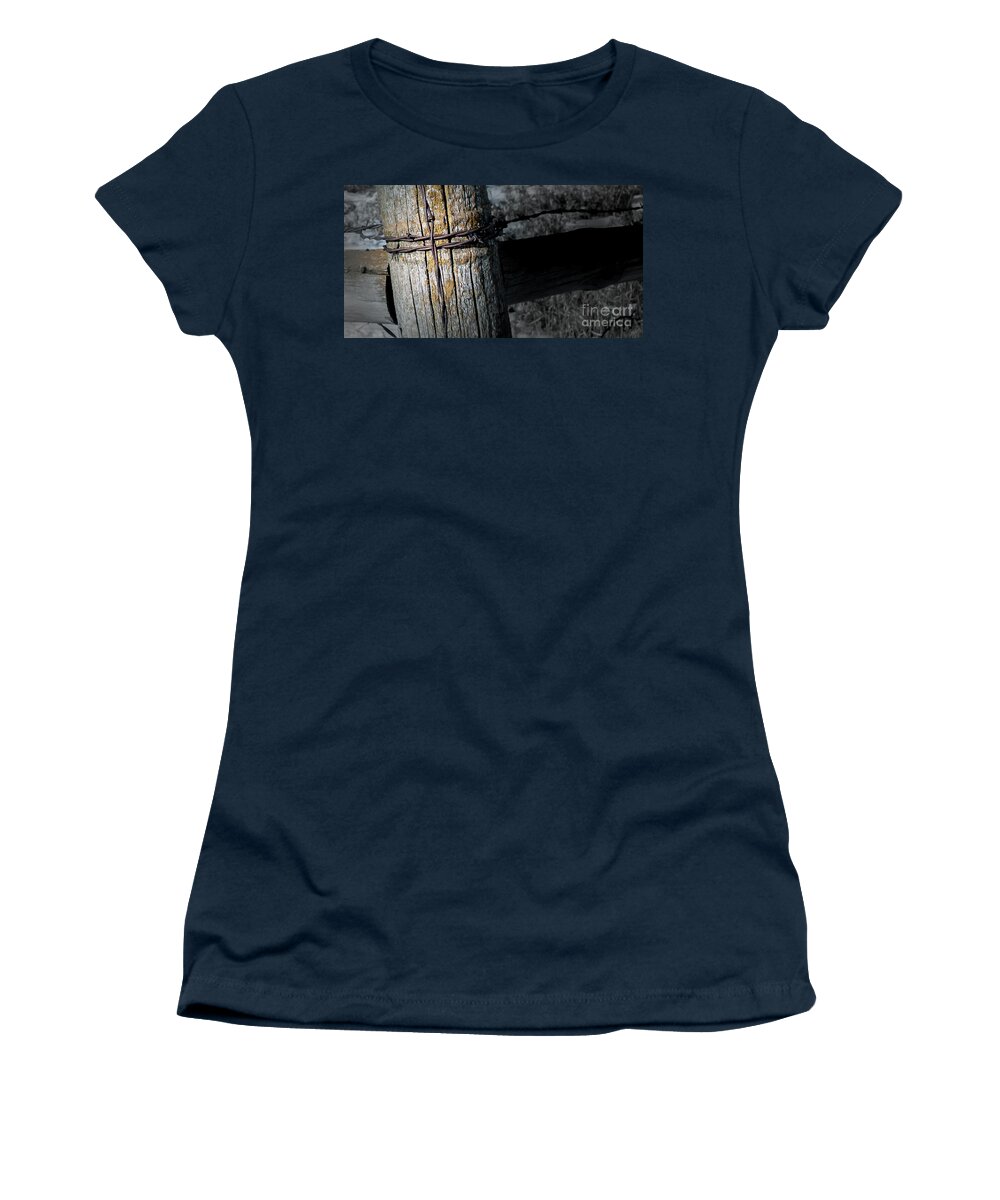 Cross Women's T-Shirt featuring the photograph Farming Cross by Troy Stapek