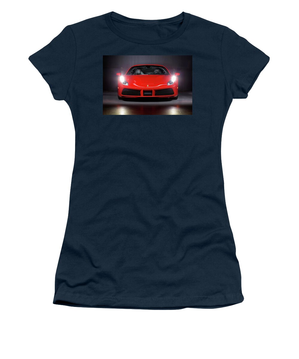Ferrari 488 Women's T-Shirt featuring the photograph Ferrari 488 by Mariel Mcmeeking