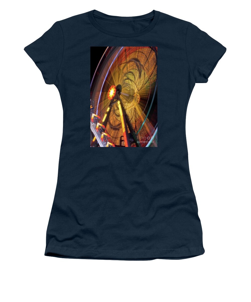 Ferris Wheel Women's T-Shirt featuring the photograph Ferris Wheel at Night by Anthony Totah