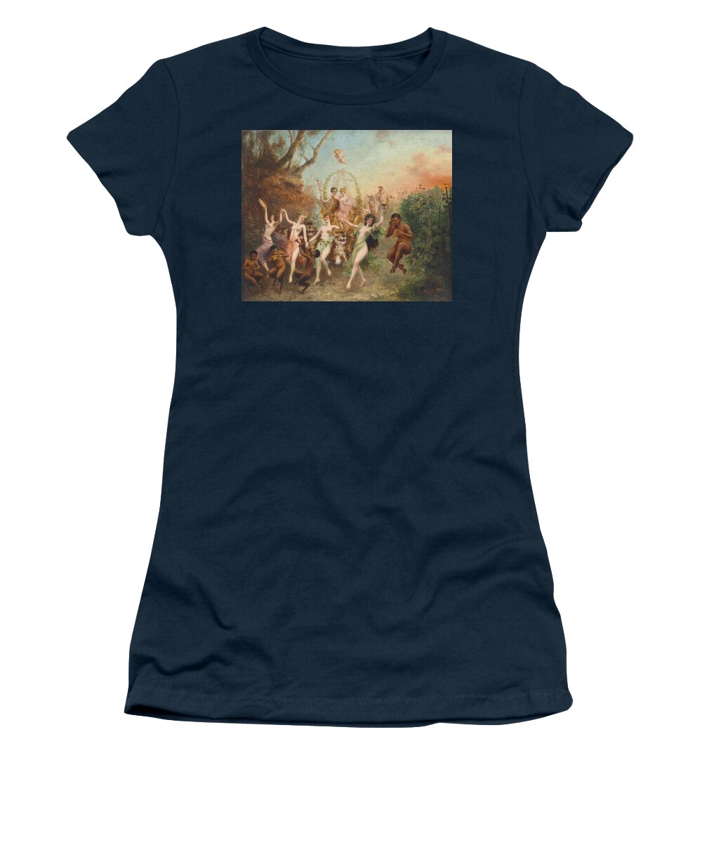 Moritz Stifter Women's T-Shirt featuring the painting Festival of Nymphs and Fauns by Moritz Stifter