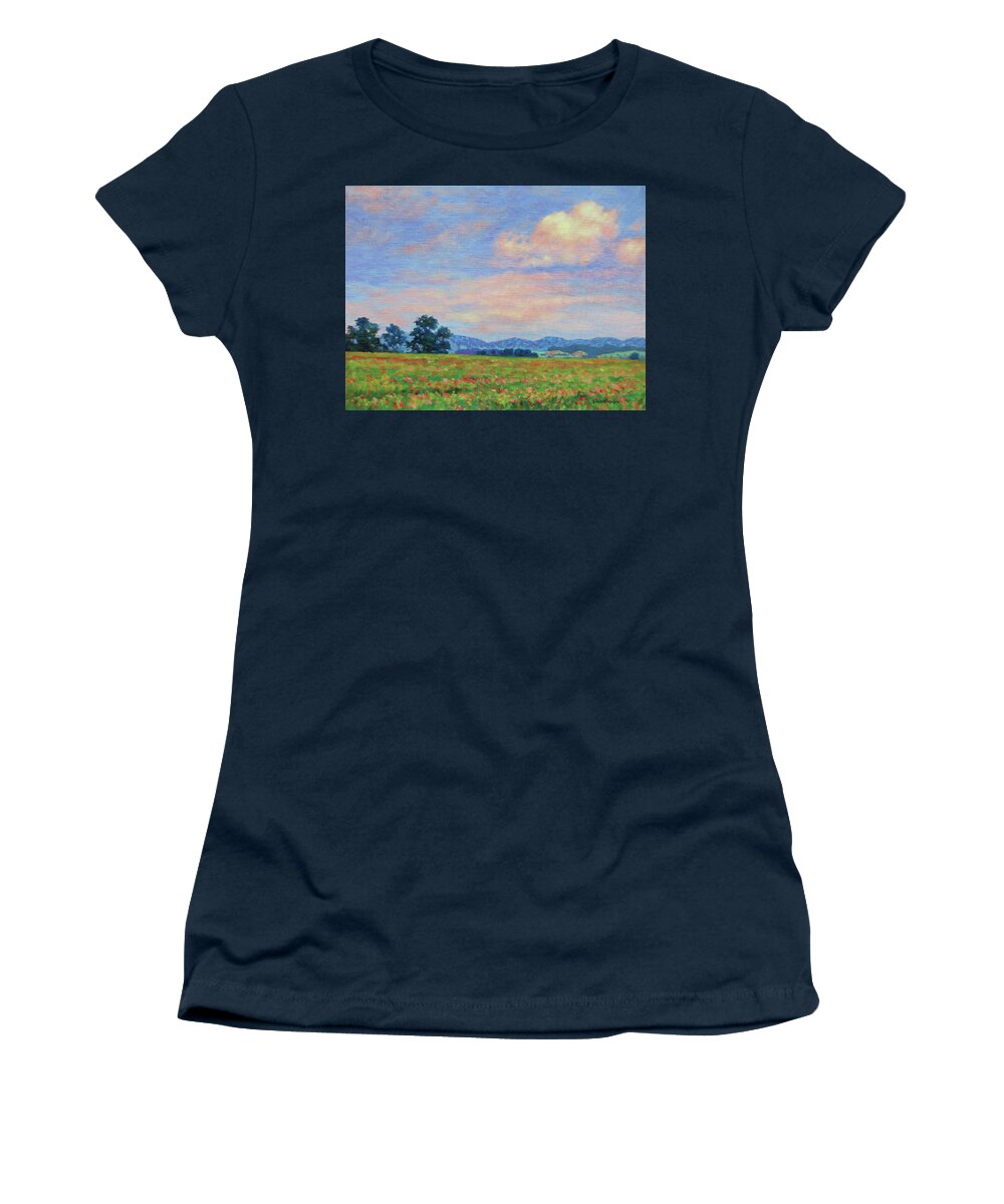 Summer Women's T-Shirt featuring the painting Field of Flowers- Burkes Garden Fields by Bonnie Mason