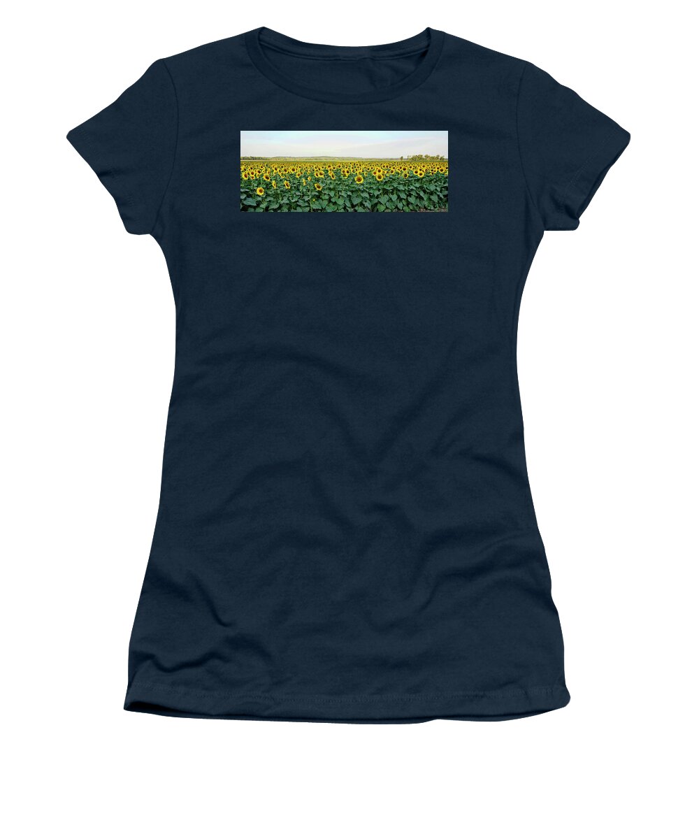 Sunflowers Women's T-Shirt featuring the photograph Field of Flowers by Cricket Hackmann