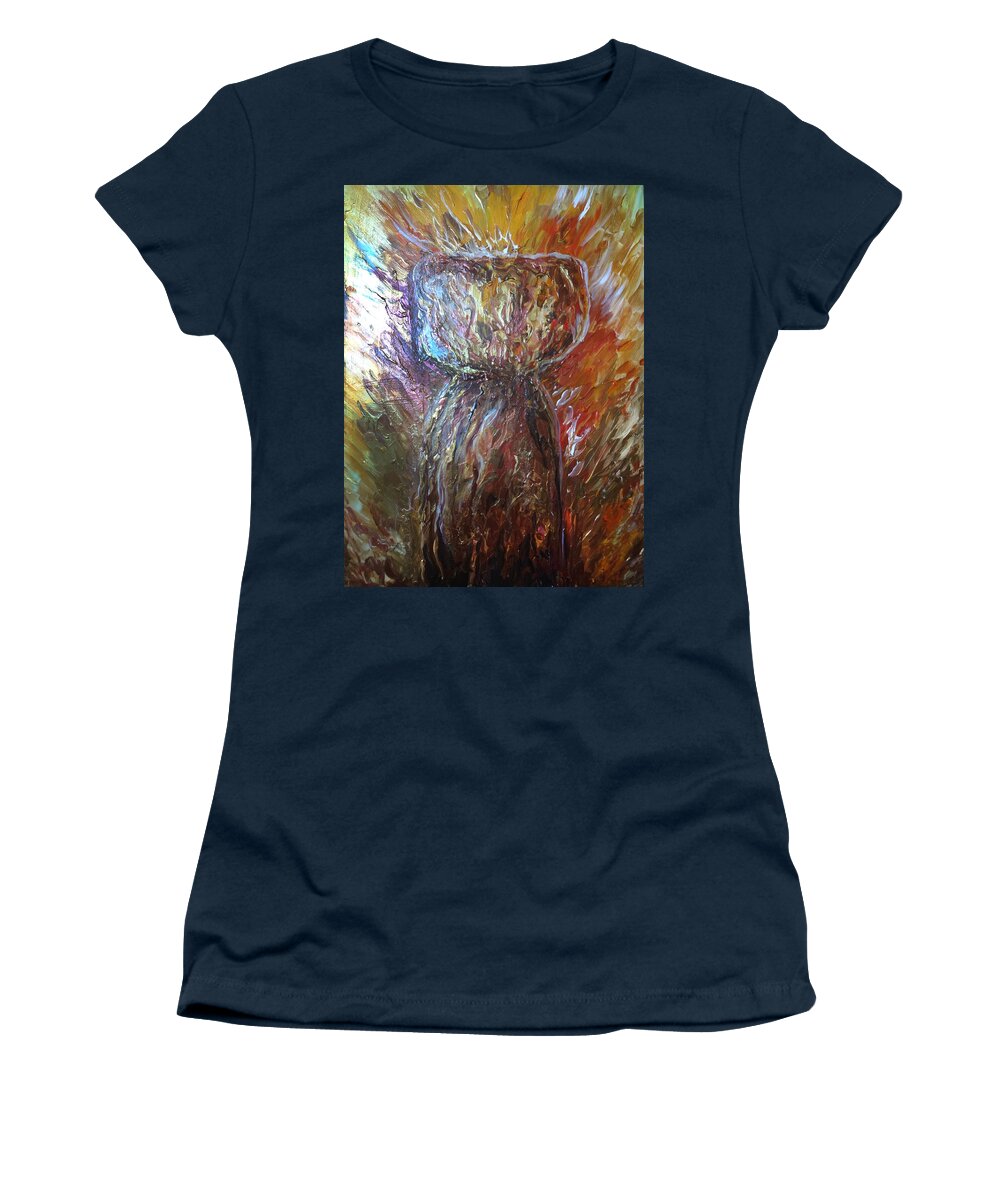 Fiery Women's T-Shirt featuring the painting Fiery Earth Latte Stone by Michelle Pier
