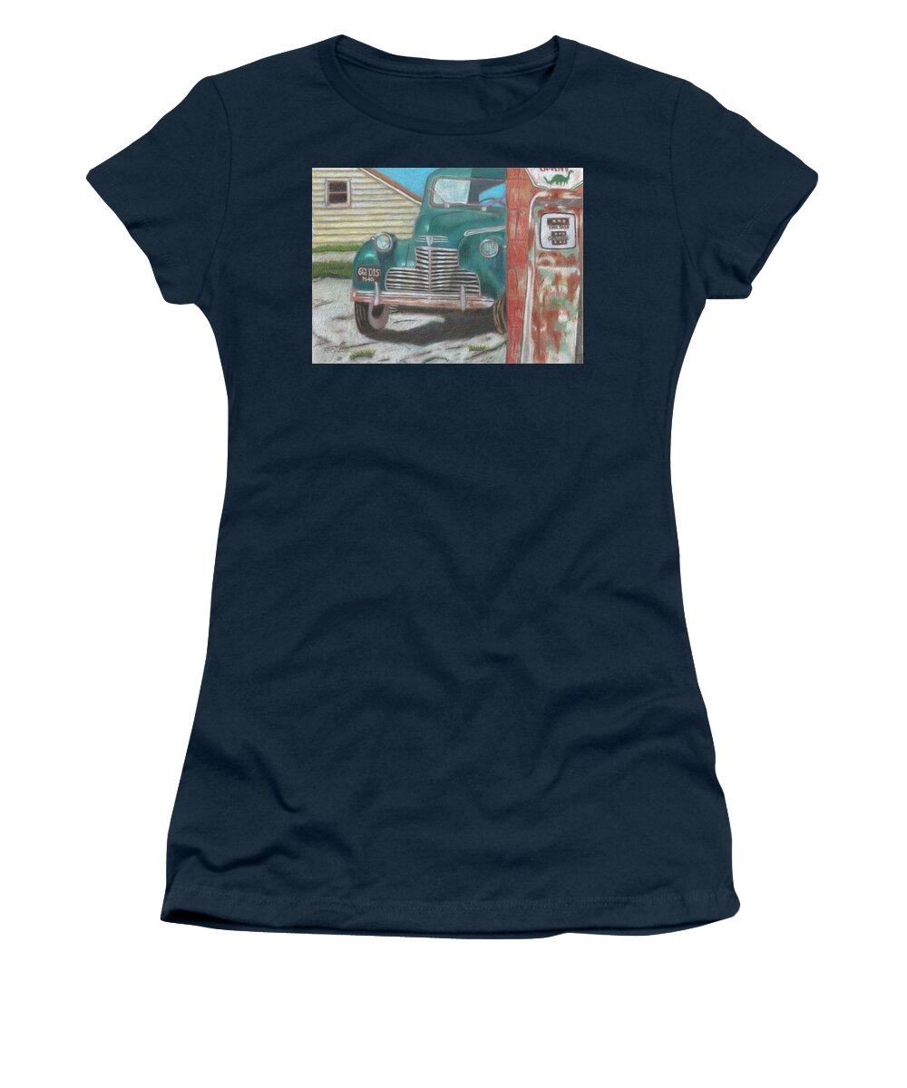 Buick Women's T-Shirt featuring the painting Fill 'Er Up by Arlene Crafton