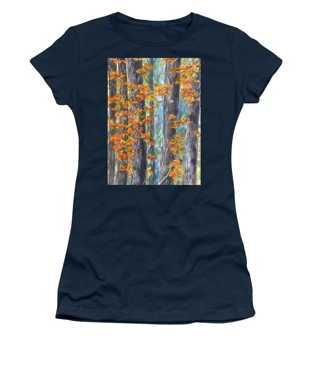 Autumn Women's T-Shirt featuring the painting Finally Fall by Cheryl Wallace