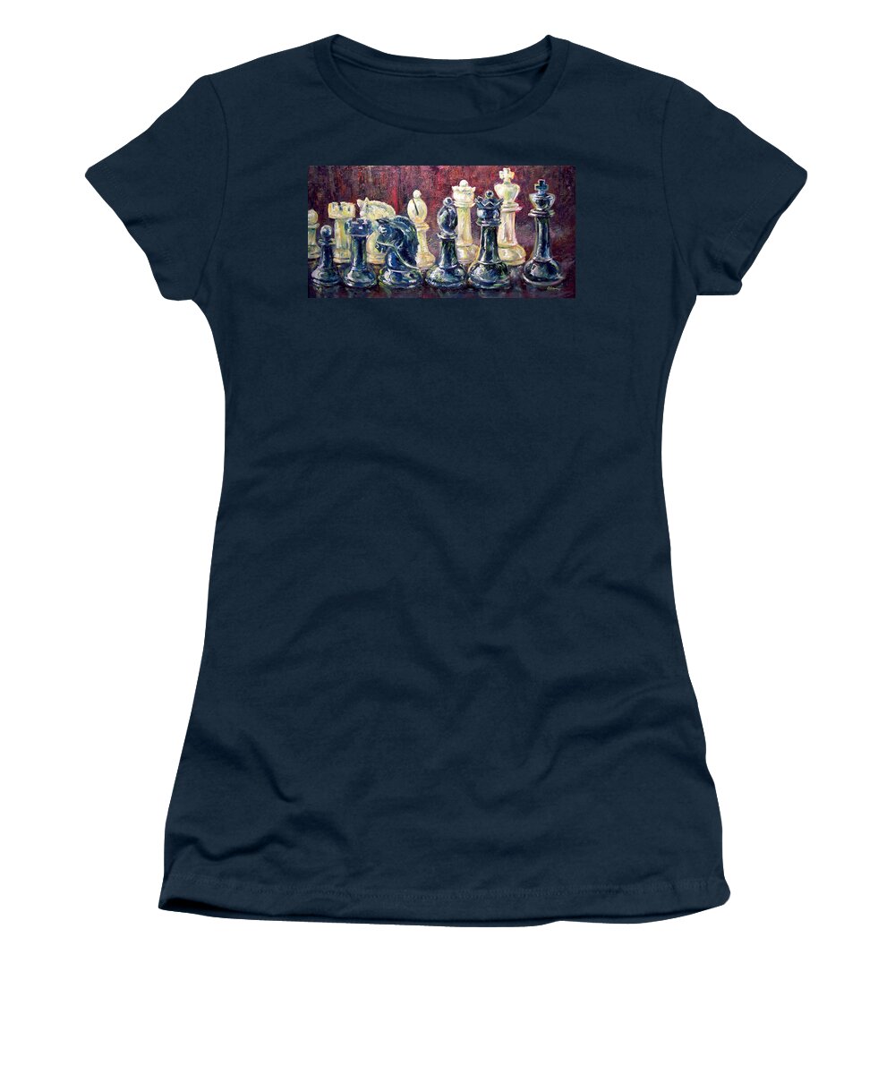 Chess Women's T-Shirt featuring the painting Find Your Piece by Alan Schwartz