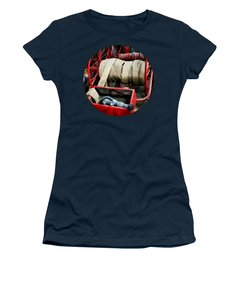 Hose Women's T-Shirt featuring the photograph Fireman - Fire Hoses by Susan Savad