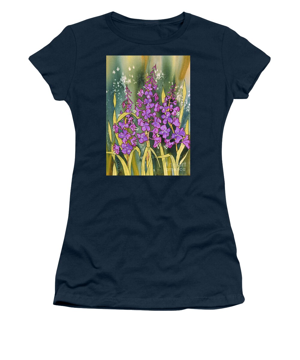 Fireweed In July Women's T-Shirt featuring the painting Fireweed in July by Teresa Ascone