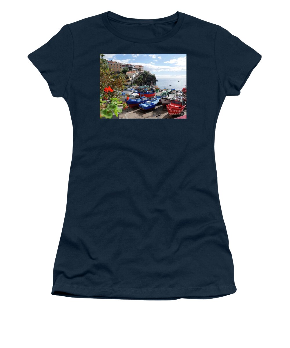 Madeira Women's T-Shirt featuring the photograph Fishing village on the Island of Madeira by Brenda Kean